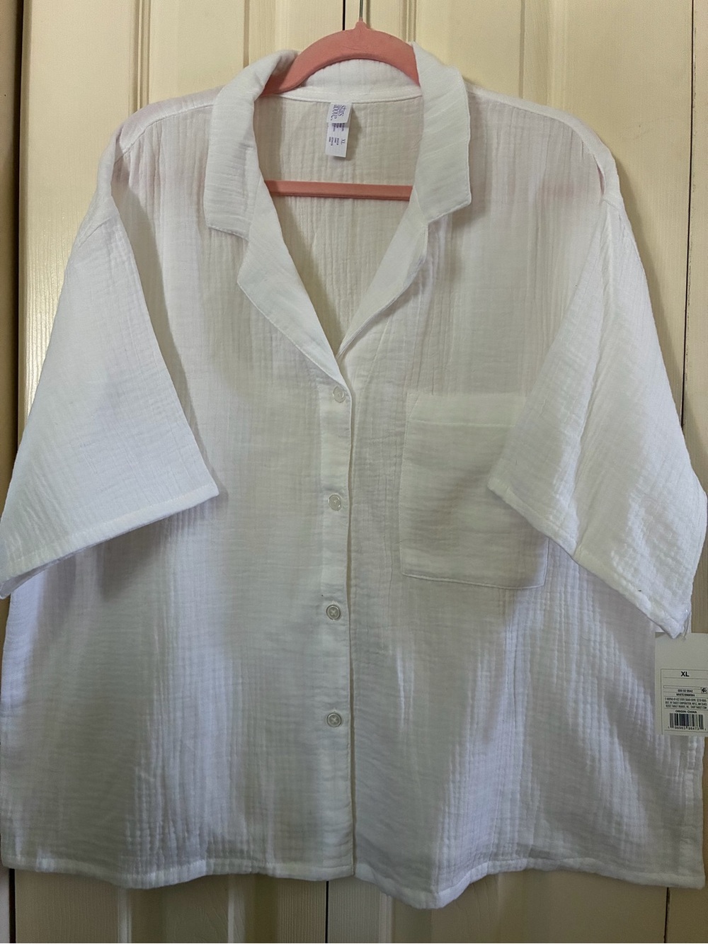 stars above White Short-Sleeve Casual Button-Down sleep top XL